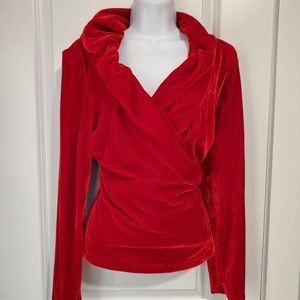 Retro Red Velour Suplice Top